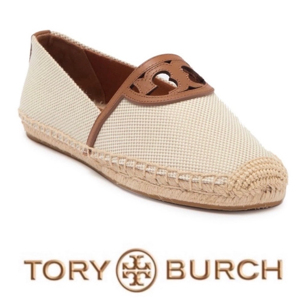 New Tory Burch Sidney Canvas Espadrilles Flats Size 6 - Picture 1 of 9